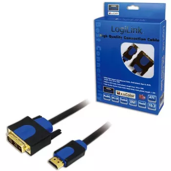 Adaptador de cabo de vídeo LogiLink CHB3102 2 m HDMI DVI-D preto azul