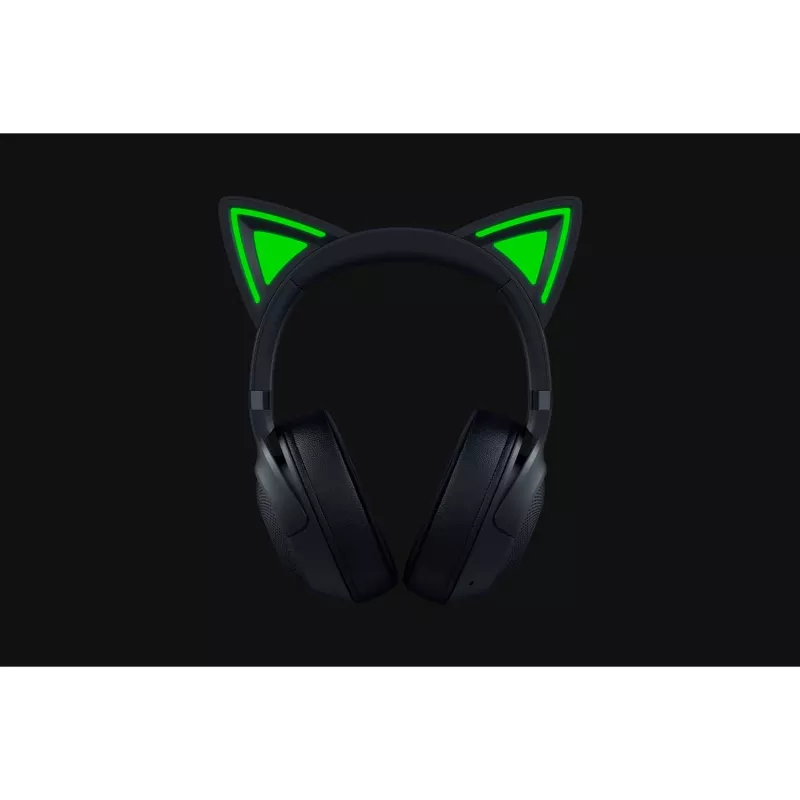 Razer Kraken Kitty V2 BT auscultadores gaming sem fios, Bluetooth 5.2, over-ear, microfone, cancelamento de ruído, Chroma RGB, 20–20 000 Hz, pretos