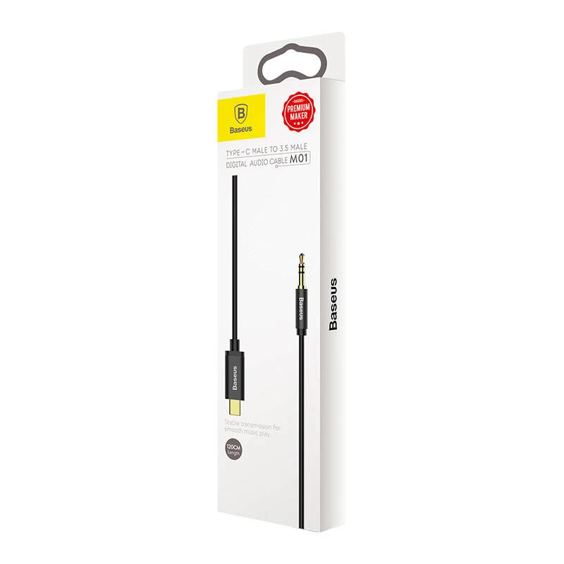 Cabo de áudio Baseus Yiven USB-C para mini jack 3,5 mm, 1,2 m (preto)