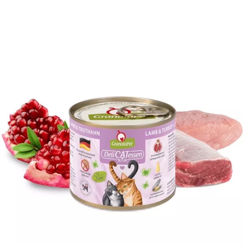 Comida húmida para gatos Fox4Pets DeliCATessen Borrego e Peru 200 g — alimento completo para gatos adultos, proteína 10,6 %, gordura 6,5 %, humidade 78 %