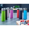 Caneca de viagem Leifheit 03275 600 ml aço inoxidável, parede dupla, à prova de fugas, tampa articulada, asa, preta/azul