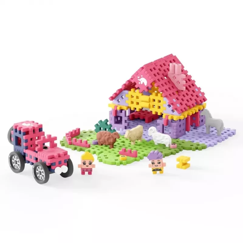 Marioinex Mini Waffle conjunto de construção de 112 peças – Farmer Urocze Ranczo, multicolorido, idade 6+