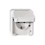 Tomada Merten MEG2300-8019 CEE 7/3, suporta CEE 7/4, branco, IP44, termoplástico, 83×73×57 mm