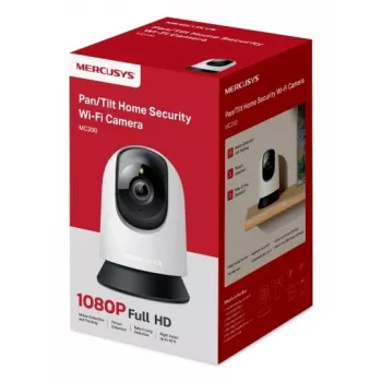 Câmara de vigilância interior MERCUSYS MC200 Full HD 1080p, campo de visão de 87°, 30 fps, visão noturna 12 m, MicroSD até 512 GB