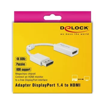 Adaptador de cabo de vídeo DeLOCK 63936 DisplayPort para HDMI 0,1m Branco