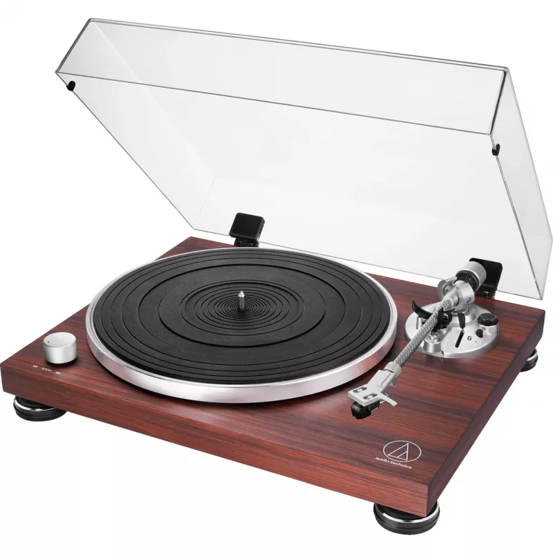 Gira-discos áudio com acionamento por correia Audio-Technica AT-LPW50BTRW Castanho Manual