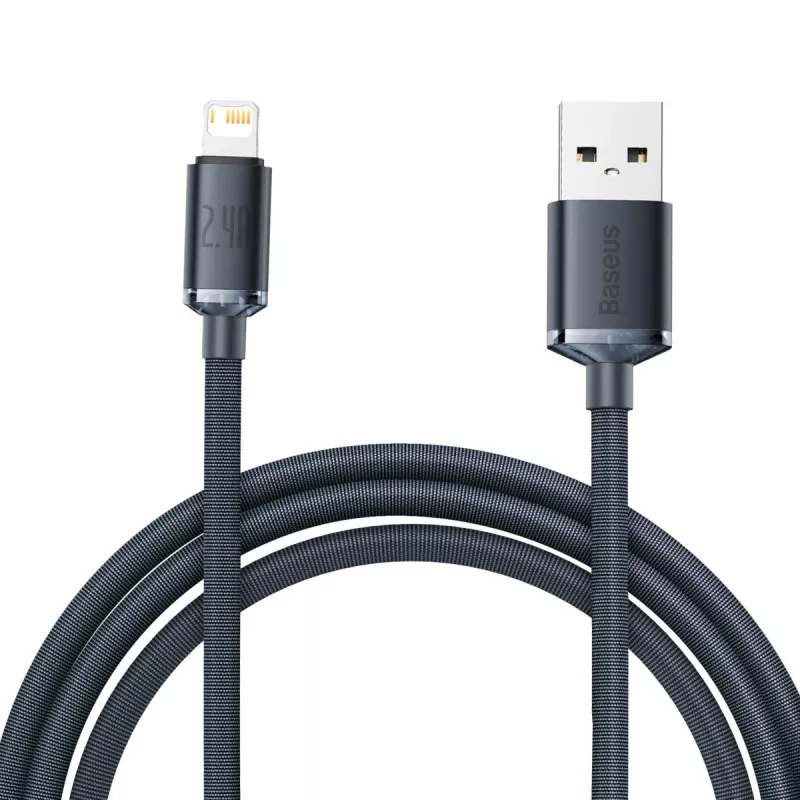 Cabo Baseus Crystal Shine USB para Lightning, 2,4A, 2m (preto)