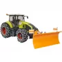 Trator de brinquedo BRUDER Claas Axion 950 com correntes de neve e pá de neve, modelo à escala
