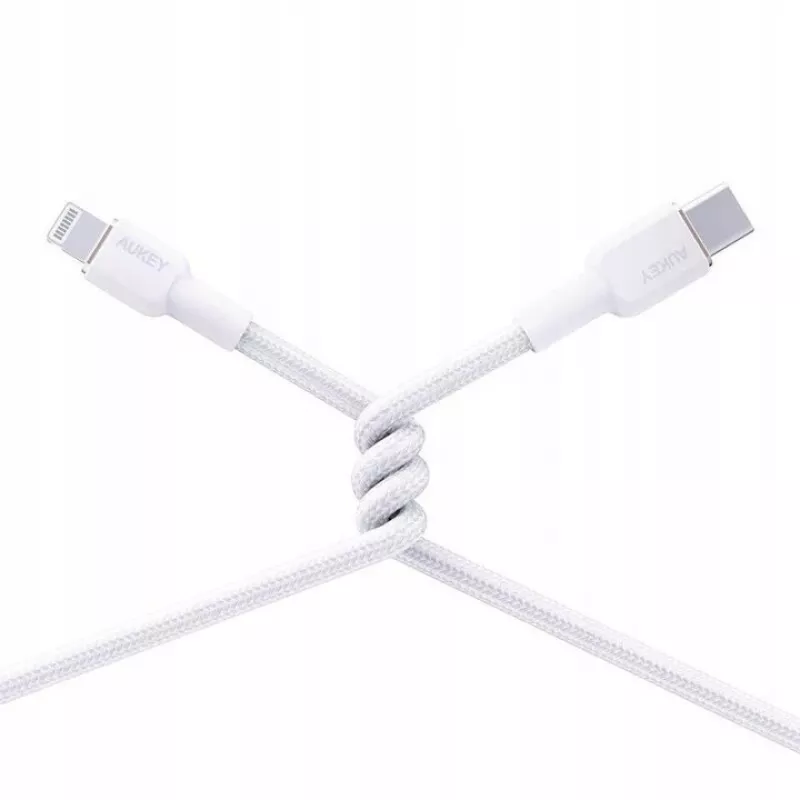 Cabo de nylon branco AUKEY CB-NAC1 USB-C para USB-A