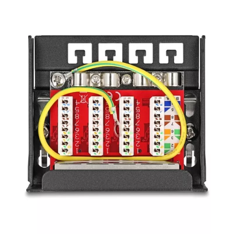 Patch panel DELOCK Mini Desktop RJ45 4 portas Cat.6A blindado preto, metal, 90×22×93 mm
