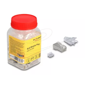 Conector macho RJ45 DeLOCK 67177 prateado transparente 50 unid.