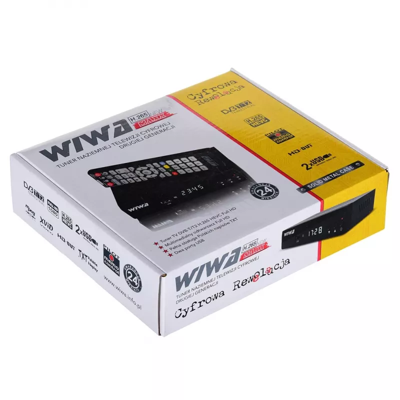 Sintonizador de TV WIWA H.265 LITE — sintonizador DVB-T/DVB-T2 com suporte H.265, Full HD, HDMI, USB, SCART