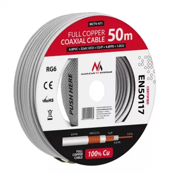 Cabo coaxial Maclean MCTV-471 RG-6/U 50 m branco