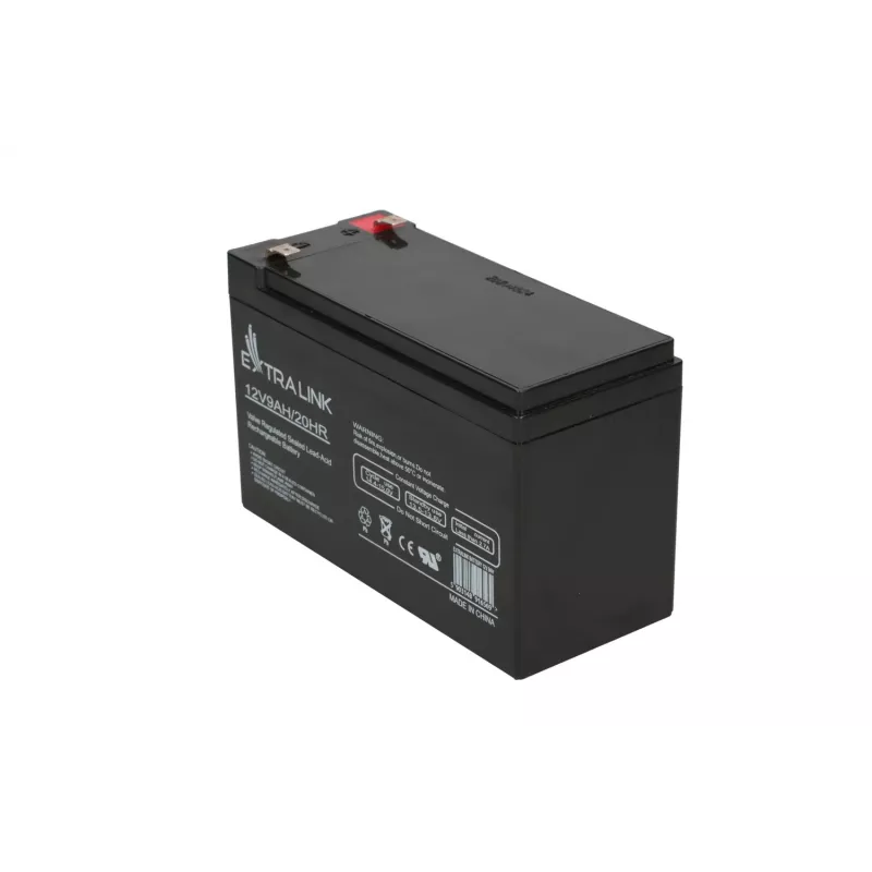 Bateria de chumbo-ácido selada (VRLA) 12V 9Ah Extralink – AGM, 1 unid., preto