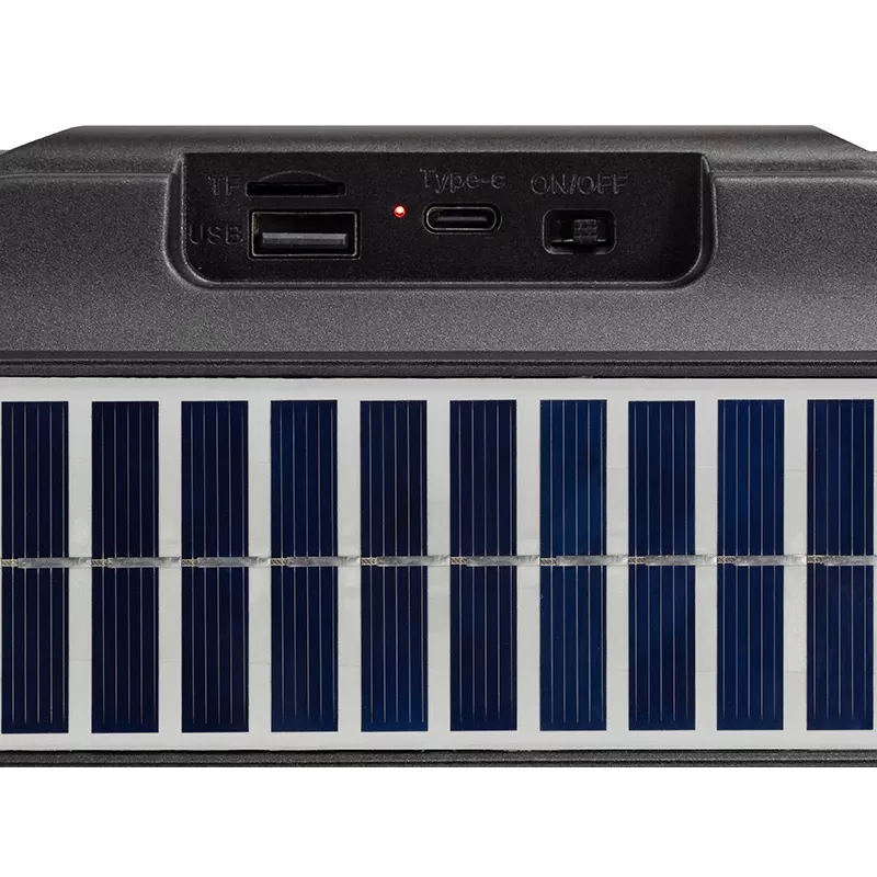 Tracer Explorer TRAGLO47616 coluna Bluetooth portátil, TWS, Bluetooth 5.3, 15 W RMS, rádio FM, lanterna, painel solar, powerbank de 1800 mAh, microSD, preta