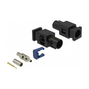 Ficha coaxial DELOCK 89755 — FAKRA A macho, contactos dourados, 9,4×25,6×7,4 mm