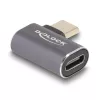 Adaptador USB DeLOCK 40 Gbps USB Type-C PD 3.0 100 W ficha para conetor fêmea angular esquerda/direita 8K 60 Hz metal