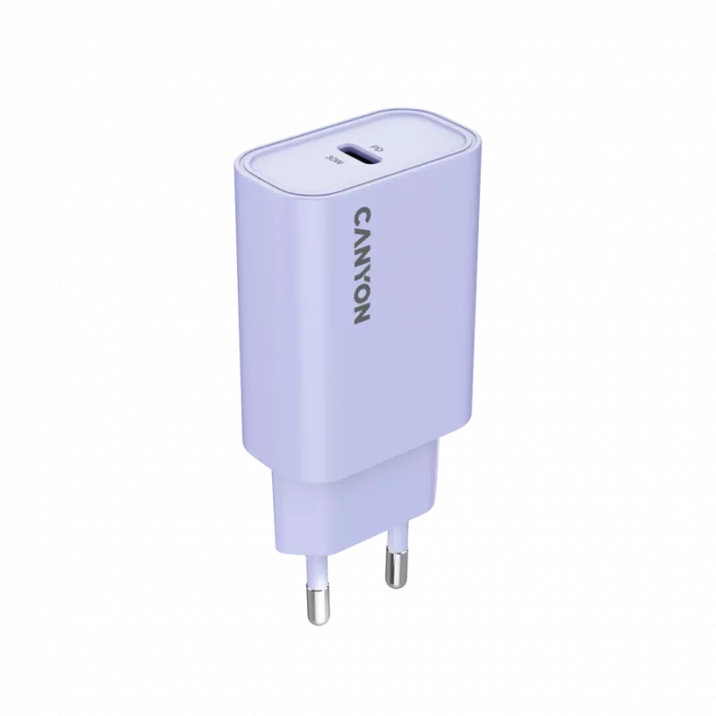Carregador de parede CANYON OnCharge 30CL, 30W USB-C PD, 1x saída PD, ficha EU, roxo
