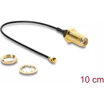Cabo coaxial DELOCK 67413, SMA para I-PEX MHF1, 1,13 mm, 0,1 m, preto