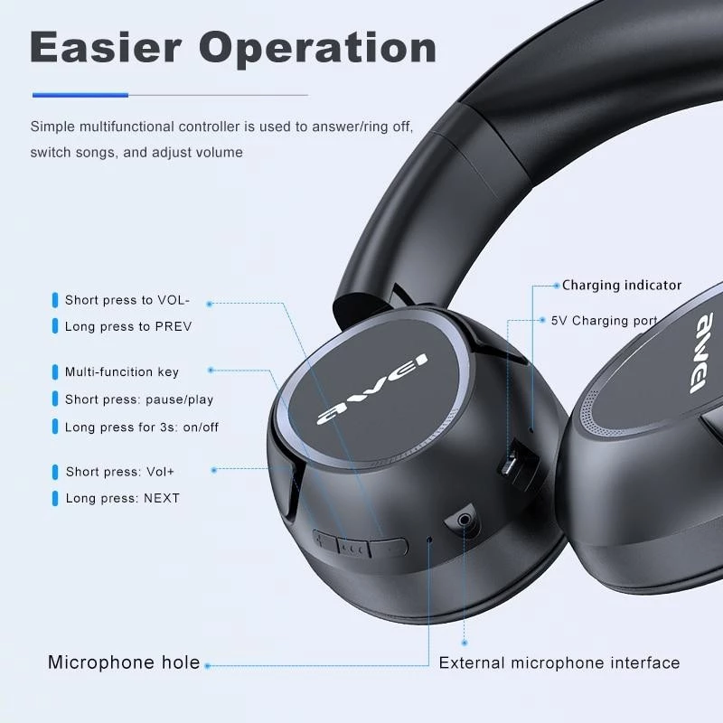 Auscultadores Bluetooth Awei A770BL