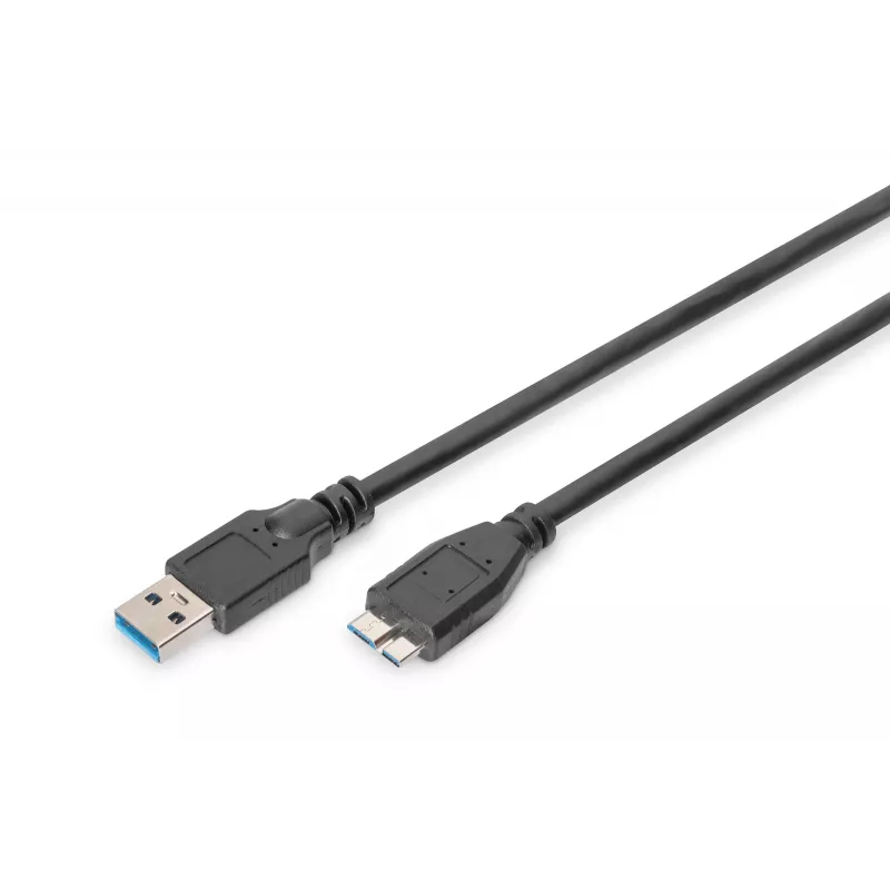 Cabo SuperSpeed USB 3.0 ASSMANN, ficha USB-A macho para ficha Micro-USB-B macho, Cu AWG 28, duplamente blindado, comprimento 1,0 m (AK-300116-010-S)
