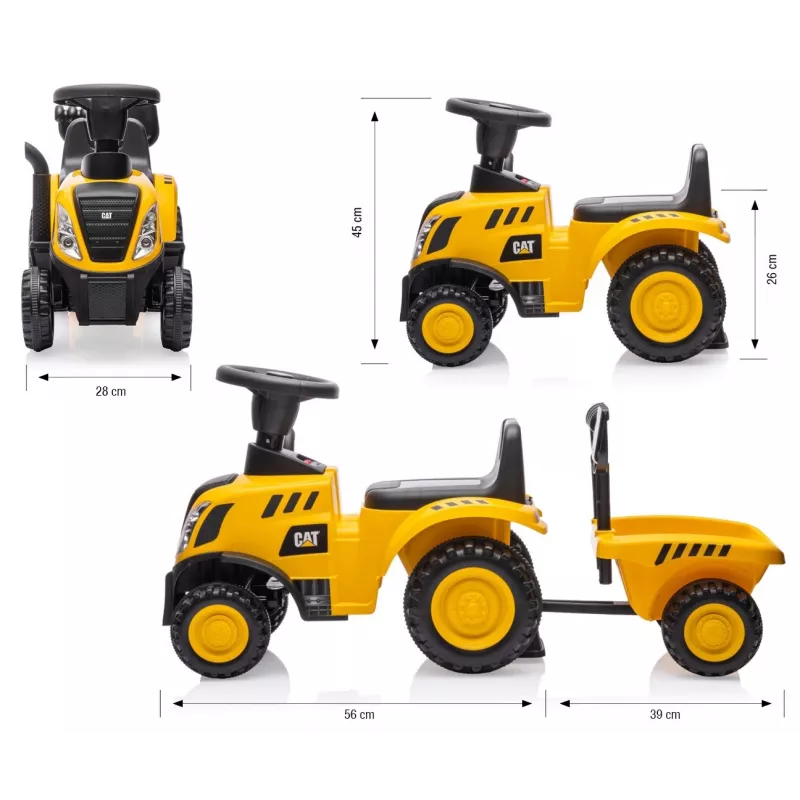 Veículo CAT trator com atrelado amarelo para montar