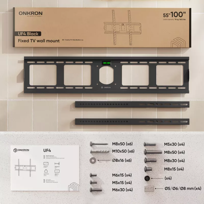 Suporte de parede para TV 55-100/SCHWARZ UF4-B Onkron