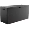 Caixa de arrumação exterior Keter 249722 270 L, resistente às intempéries, grafite, retangular 1180×440×580 mm