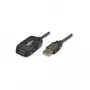 Cabo de extensão USB-A para USB-A Manhattan, 10 m, ficha macho para conector fêmea, ativo, 480 Mbit/s (USB 2.0), em cascata, repetidor integrado, Hi-Speed USB, preto, três anos de garantia, equivalente a USB2AAEXT10M.
