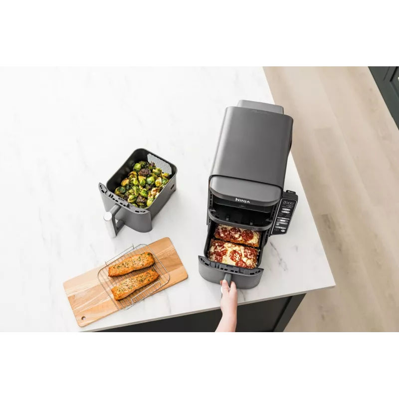 Ninja Double Stack XL Fritadeira a ar quente 2 compartimentos com sonda de temperatura SmartCook 9,5 L SL451EU