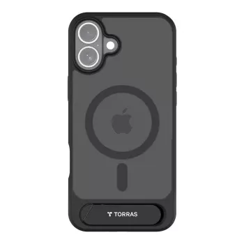 Capa de proteção Torras Pstand Series para iPhone 16 Plus – preto, perfil fino, suporte integrado