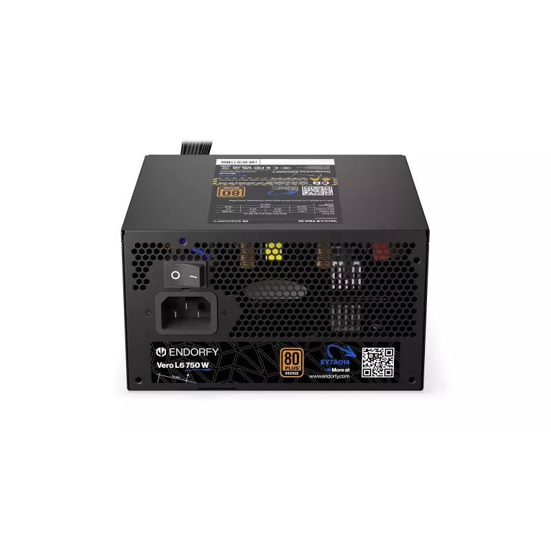 Fonte de alimentação ENDORFY Vero L6 750 W, 24 pinos ATX, 80 PLUS Bronze, ventoinha de 120 mm, preto