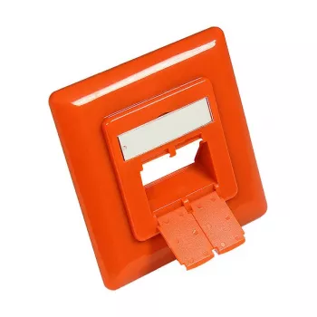 Peça central 50x50 mm incl. moldura de cobertura 80x80 mm para tomadas de rede, laranja puro RAL2004, Good Connections (GC-N0058)