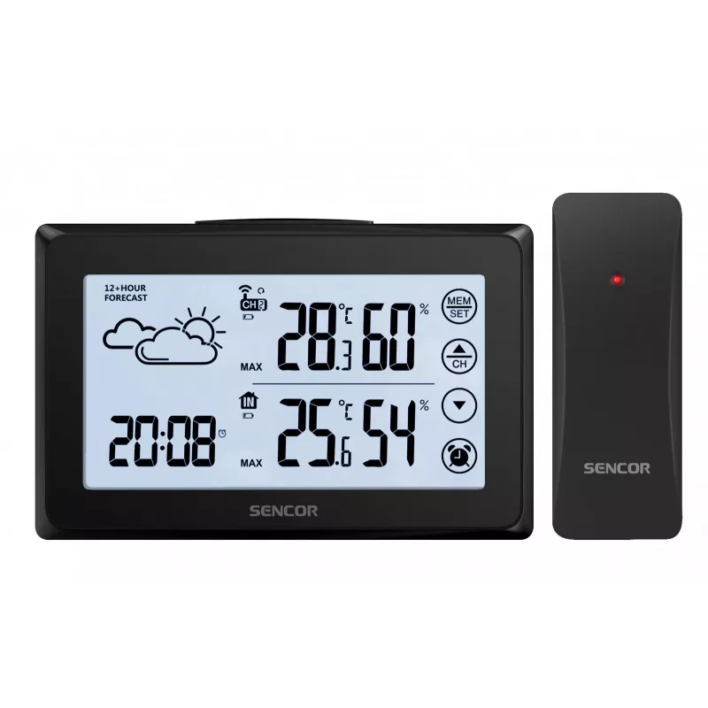 Estação meteorológica SENCOR SWS 2850 — temperatura e humidade interior/exterior, 1 sensor sem fios, 433,92 MHz, memória máx/mín