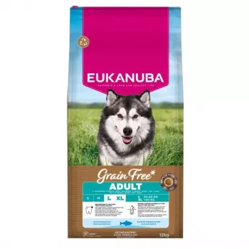 Ração seca para cães EUKANUBA Adult Grain-Free Lamb & Rice 12 kg — raças grandes adultas, 25% proteína, 13% gordura