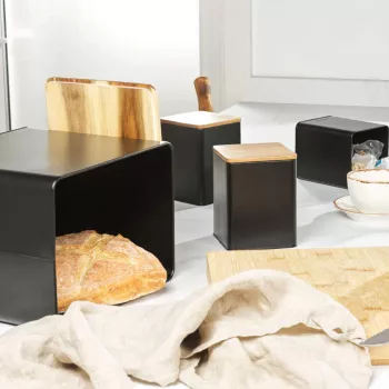 Conjunto de caixas para pão Salter BW129001EU7 preto 4 peças – recipientes para pão e produtos de padaria