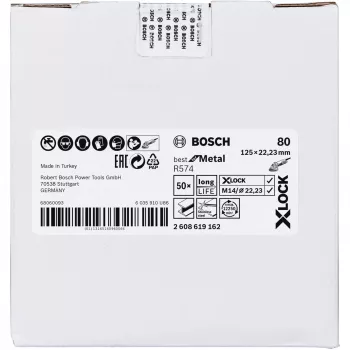 Disco de lixa Bosch X-LOCK R574 Best for Metal 125 mm K 80, disco de lixa para metal