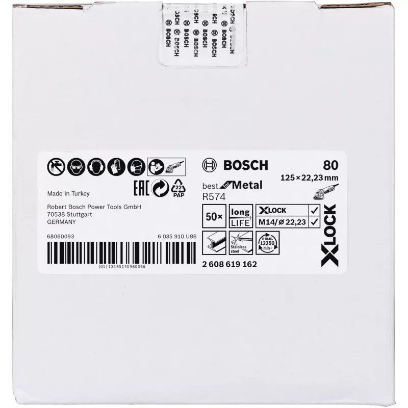 Disco de lixa Bosch X-LOCK R574 Best for Metal 125 mm K 80, disco de lixa para metal