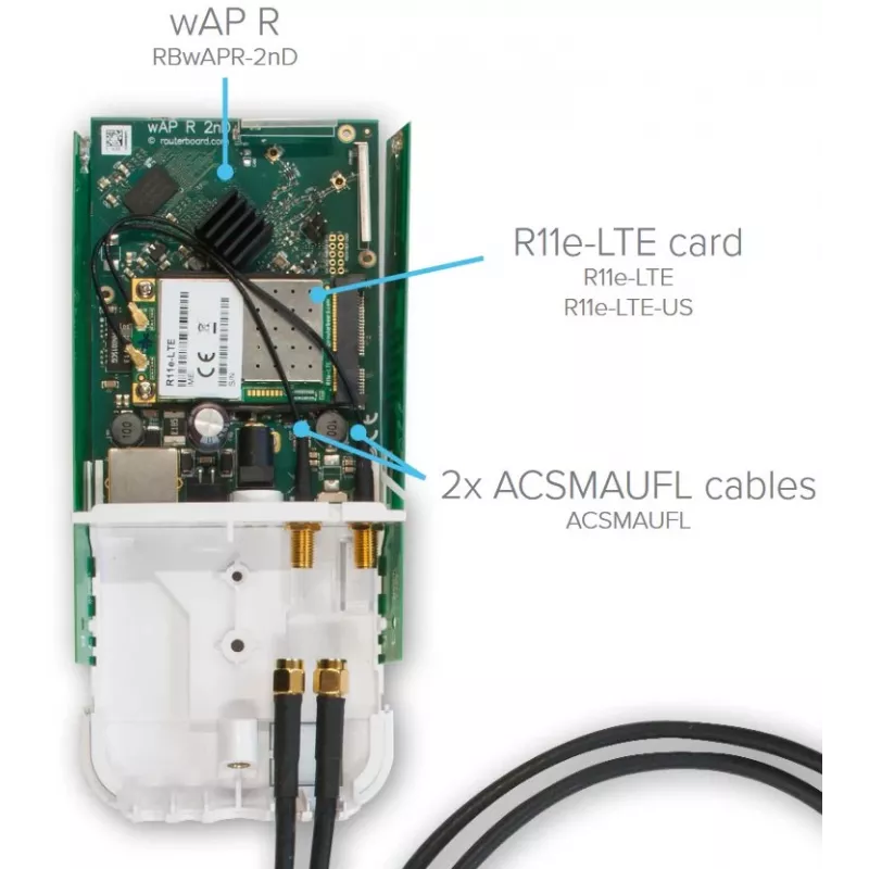 Cabo coaxial MikroTik ACSMAUFL conector fêmea SMA reto 1 m preto