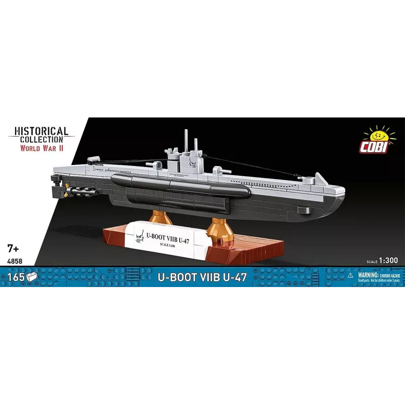 Modelo à escala de submarino Cobi U-47 T.VIIB 1:300 kit, marca Cobi, modelo 4858