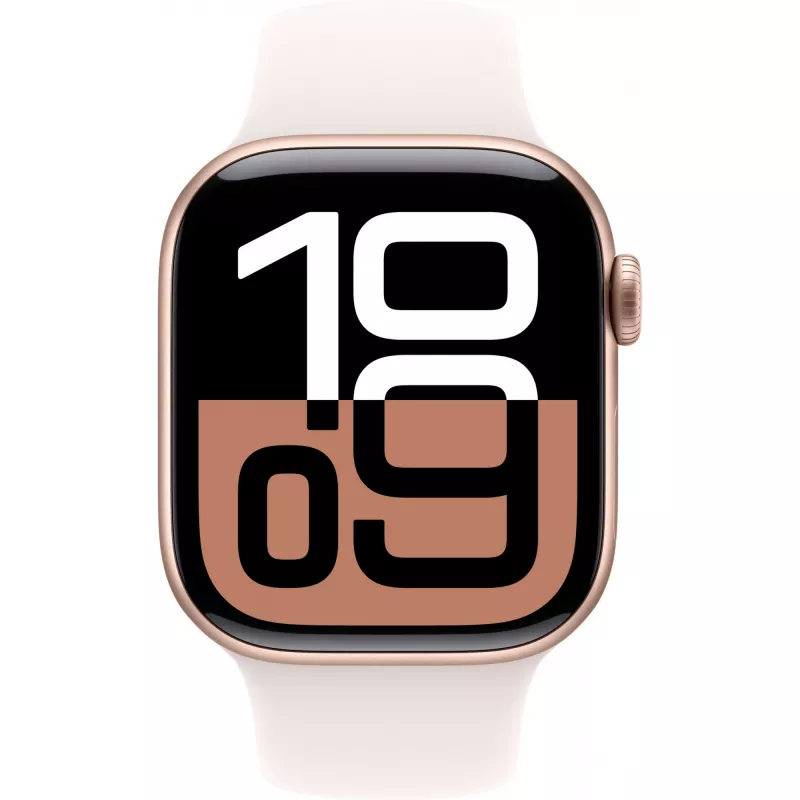 APPLE Watch Series 10 GPS 42 mm Caixa de alumínio Rosé gold com bracelete desportiva rosa claro - S/M