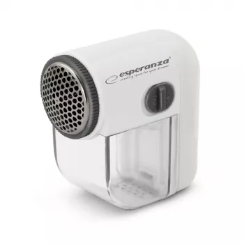 Máquina de tirar borbotos ESPERANZA Cuddly ECS003E — removedor de borbotos portátil, branco/cinzento, lâmina de aço inoxidável, a pilhas, compacto (80×40×75 mm)