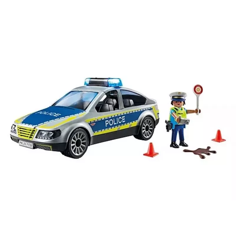 Carro de polícia Playmobil com sirene e luz intermitente, multicolorido, plástico, 3+