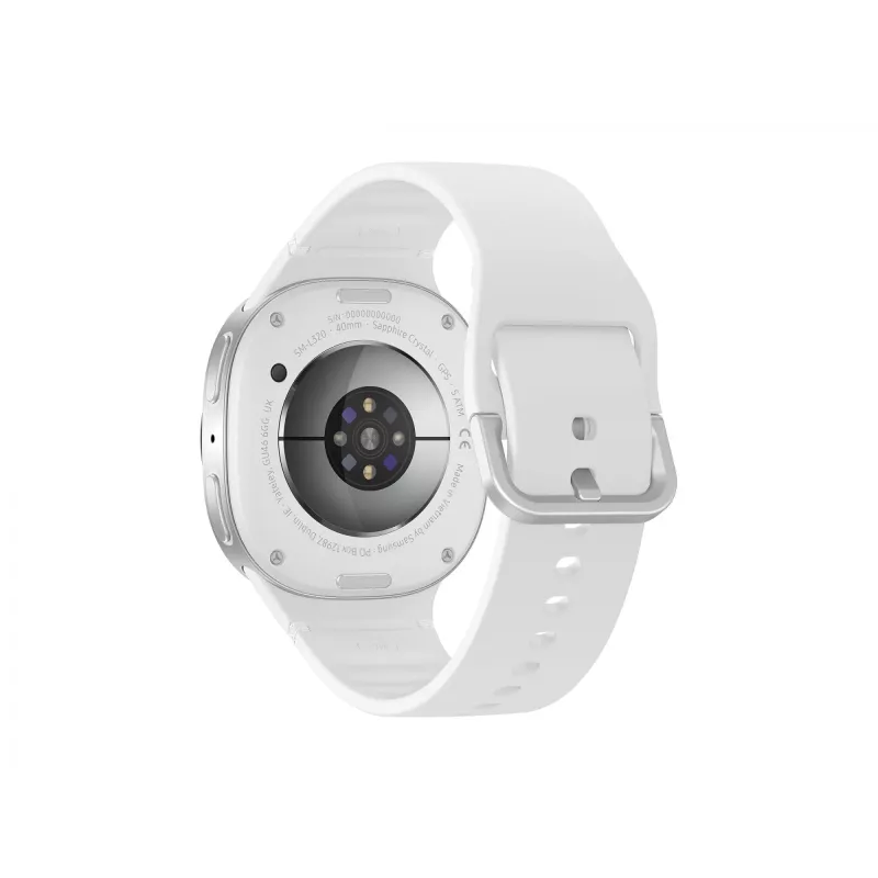 Samsung Galaxy Watch 8 3,3 cm (1,3 polegadas) AMOLED 40 mm digital 438 x 438 pixels ecrã tátil 4G prateado Wi-Fi GPS (satélite)