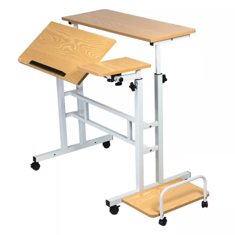 Mesa móvel para portátil Maclean, branca, 80x60cm, 50kg máx., altura ajustável 67-115cm, MC-124 W
