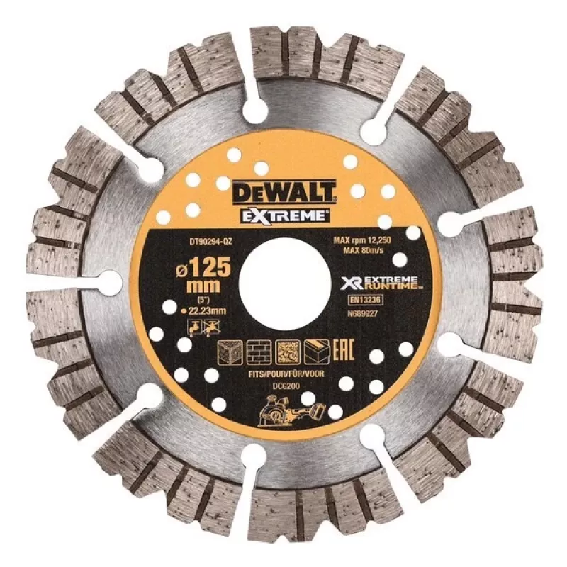 Disco de desbaste DeWalt 125 x 22 mm Extreme Runtime disco de corte diamantado para pedra, formato curvo