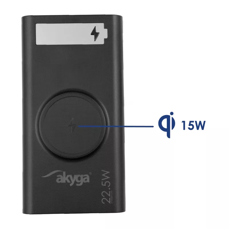 Akyga AK-BC-05 Caixa para power bank 37000 mAh, 12x 18650, 22,5W, Qi, USB-C, 2x USB-A, Lightning