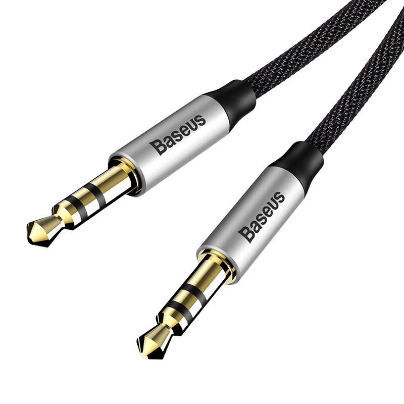Cabo de áudio Baseus Yiven 3,5 mm jack macho M30 1,5 m prateado + preto