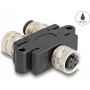 Splitter de cabo DeLOCK M12 splitter em Y codificação A 4 pinos 1 x conector fêmea para 1 x ficha e 1 x conector fêmea