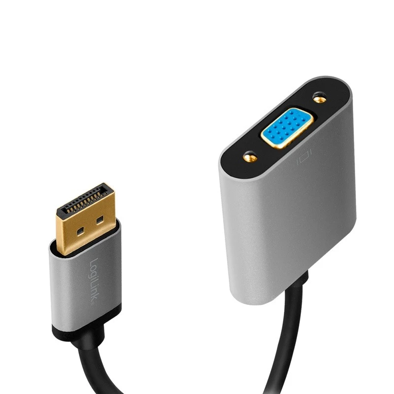 Adaptador de cabo LogiLink CDA0109 DisplayPort para VGA 0,15 m preto cinzento